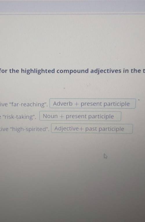 Click on the structure of the compound adjective “far-reaching”. Click on the structure the compound