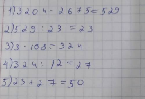 Най­ди­те зна­че­ние вы­ра­же­ния (3204 − 2675) : 23 + 3 · 108 : 12. За­пи­ши­те ре­ше­ние и ответ.​