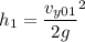 h_1 = \dfrac{v_{y01}}{2g}^2