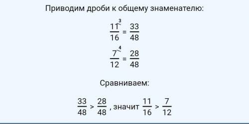 Сравни дроби 11/16 7/12​