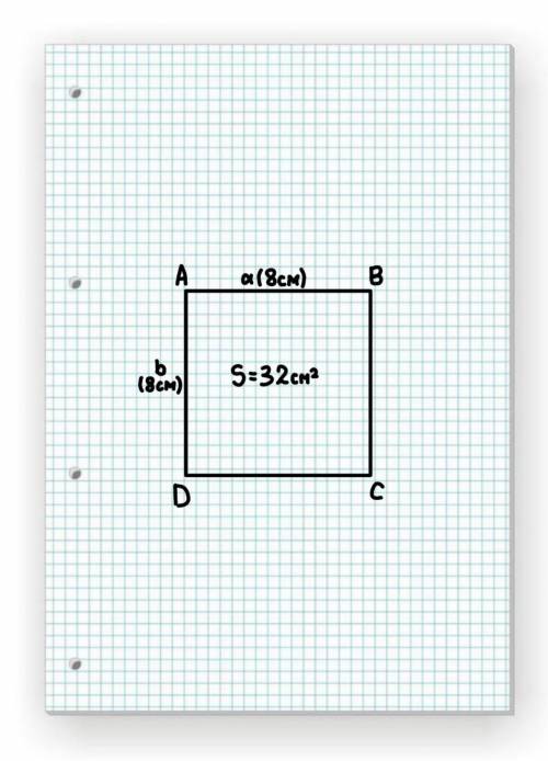 плошад прямоугольника равна 32см2 найдите его ширину если длина равна 8 см2 начертите такой прямоуго