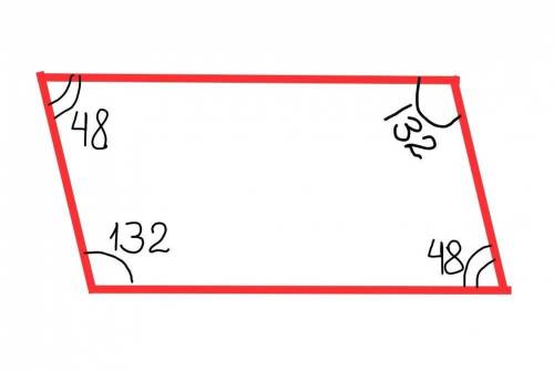 Один з кутів паралелограма 132 знайдіть решту кутів​