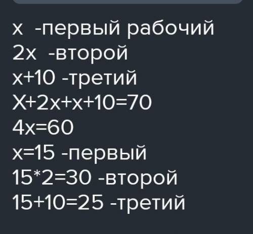 трое рабочих изготовили 160 деталей. первый рабочий изготовил в 3 раза меньше деталей, чем второй ,