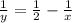 \frac{1}{y} =\frac{1}{2} -\frac{1}{x}