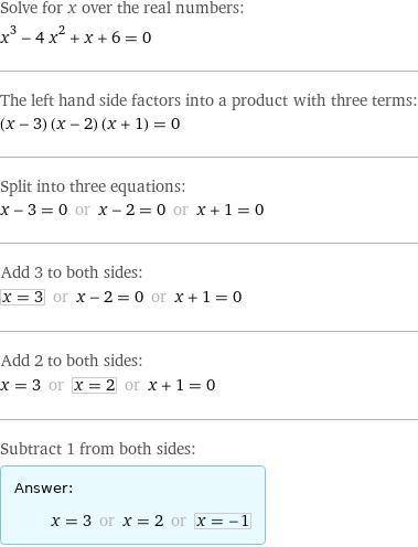 Х3-4х2+х+6 найти целые корни и разложить на многочлен