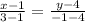 \frac{x-1}{3-1}=\frac{y-4}{-1-4}