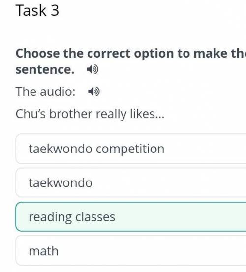 Choose the correct option to make the sentence.  The audio:Chu’s brother really likes…reading classe