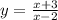 y = \frac{x + 3}{x - 2} \: