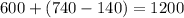 600+(740-140)=1200