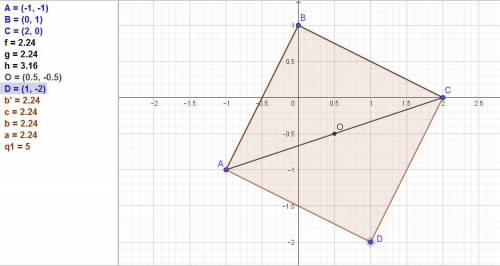 5. Найдите координаты четвертой вершины параллело- грамма, три вершины которого имеют координаты (-1