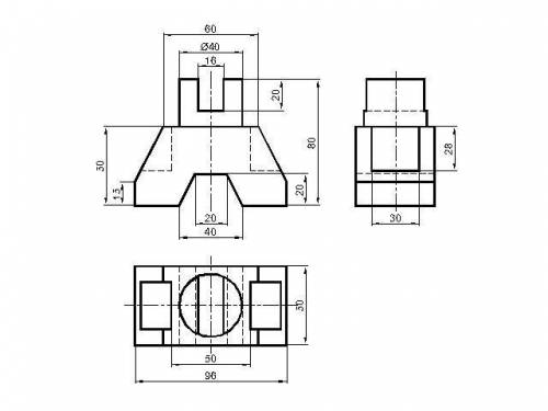 По аксанометрической проекции постройте 3 вида.