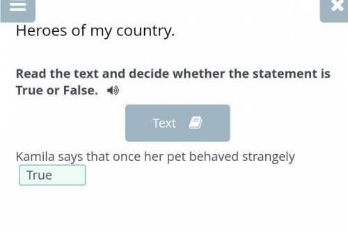 Read the text and decide whether the statement is True or False. Who’s your hero?Kamila, 10 (Kazakhs