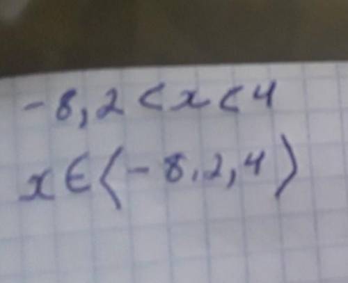 1) -8,2 < x < 4;3) -7 < x < 1,2;​