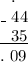 \,\,\,\,.\\ \_\,\,44\\\underline{\,\,\,\,35}\\.\,\,09