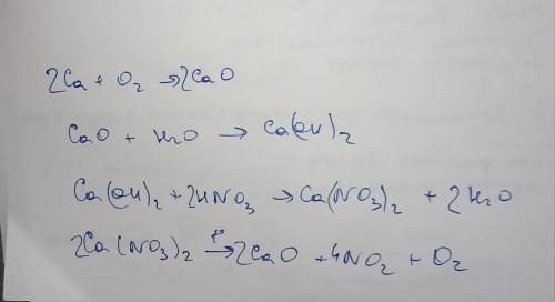 Ca-cao-ca(oh)2-ca(no3)2-cao выполнить превращение​