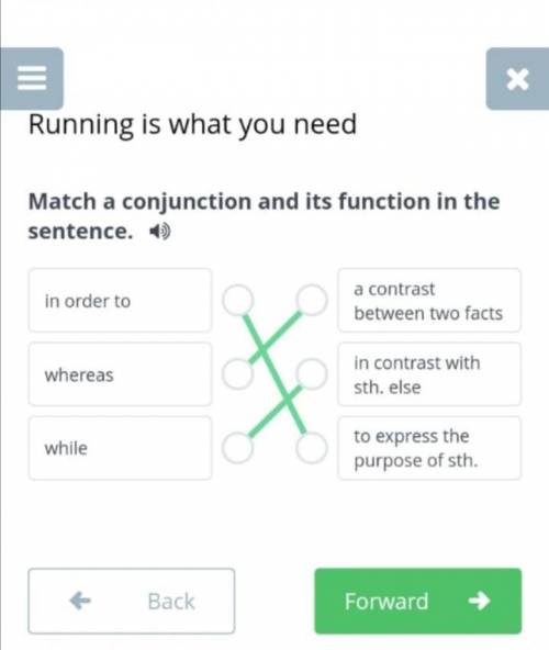 Match a conjunction and its function in the sentence. )​