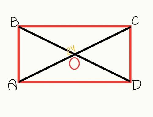 В прямоугольнике ABCD диагонали пересекаются в точке O. Найдите длину BO, если AC = 24 см. ​