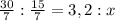 \frac{30}{7}:\frac{15}{7}=3,2:x