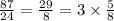 \frac{87}{24} = \frac{29}{8} = 3 \times \frac{5}{8}