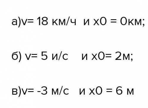 Постройте графики равномерного прямолинейного движения: a) υ = 18 км/ч и х0 = 0; b) υ = 5 м/с и х0 =