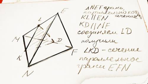 ОЧЕНЬ НУЖНО ЕСЛИ БУДЕТ ПРАВИЛЬНО,ПОСТАВЛЮ ЛУЧШИЙ ОТВЕТ Изобразите тетраэдр МNEF. Постройте сечение э