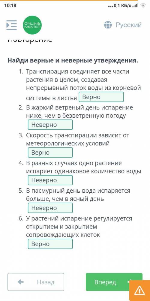 Найдите верные и неверные утверждения