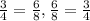 \frac{3}{4} = \frac{6}{8}, \frac{6}{8} = \frac{3}{4}