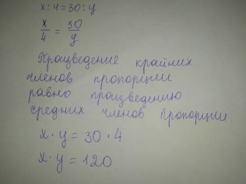 Задана пропорция x:4=30:y ​