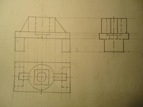 ЧЕРЕЧЕНИЕ нужно По двум видам построить вид слева, сделать рациональные разрезы нанести размеры.