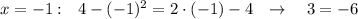 x=-1:\ \ 4-(-1)^2=2\cdot (-1)-4\ \ \to \ \ \ 3=-6