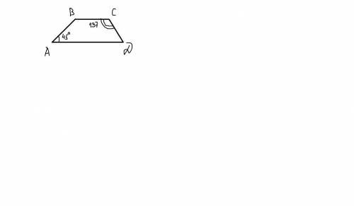 дана трапеция ABCD. Пусть угол BAC равен 45 градусам, а угол BCD равен 137 градусам. Чему равны оста