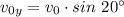 v_{0y}= v_0\cdot sin~20^\circ