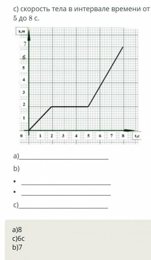 Дан график зависимости координаты тела от времени. Определите по графику: a) сколько времени, тело н