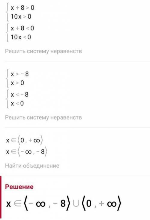 Решить неравенство с системы неравенств: (х + 8)(х10) > 0