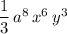 \dfrac{1}{3}\, a^8\, x^6\, y^3