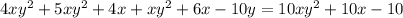 4xy^2+5xy^2+4x+xy^2+6x-10y=10xy^2+10x-10