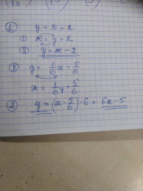 Найдите функцию обратную данной:1. y=x+22. 1/6x+5/6​