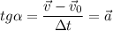 \displaystyle tg\alpha=\frac{\vec v-\vec v_{0}}{\Delta t}=\vec a