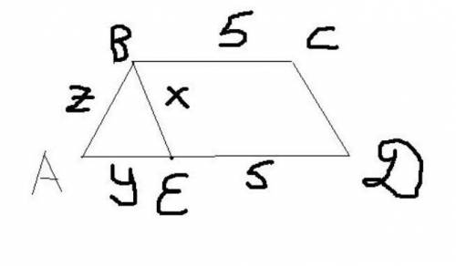 В трапеции ABCD на Большом основании AD отмечена. е так чтобы AB параллельно CD периметр трапеции ра