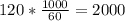 120*\frac{1000}{60}= 2000