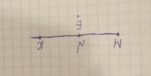 На прямой отметьте последовательно три точки М, N и K, и точку Е не принадлежащую данной прямой.