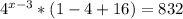 4^{x-3}*(1-4+16)=832