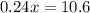 0.24x = 10.6