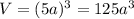 V=(5a)^3=125a^3