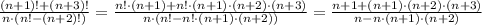 \frac{(n+1)!+(n+3)!}{n\cdot(n!-(n+2)!)} =\frac{n!\cdot(n+1)+n!\cdot(n+1)\cdot(n+2)\cdot(n+3)}{n\cdot(n!-n!\cdot(n+1)\cdot(n+2))} =\frac{n+1+(n+1)\cdot(n+2)\cdot(n+3)}{n-n\cdot(n+1)\cdot(n+2)}