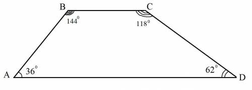 Два кута трапеції дорівнюють 36° і 62°. Знайдіть дваінших її кути.​