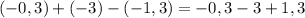 (-0,3) + (-3) - (-1,3) = -0,3 - 3 + 1,3