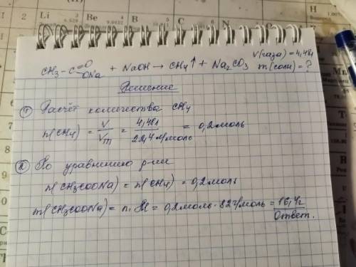 Определите массу израсходованной соли если при взаимодействии ацетата натрия с достаточным количеств