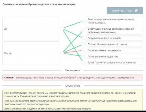 Соотнеси состояние Прометея до и после людям.​