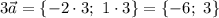 3\vec{a}=\{-2\cdot3;\ 1\cdot3\}=\{-6;\ 3\}